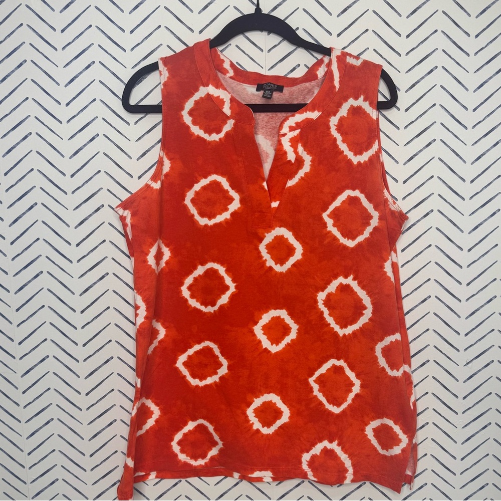 Jones New York Red and white Tank top Size XL